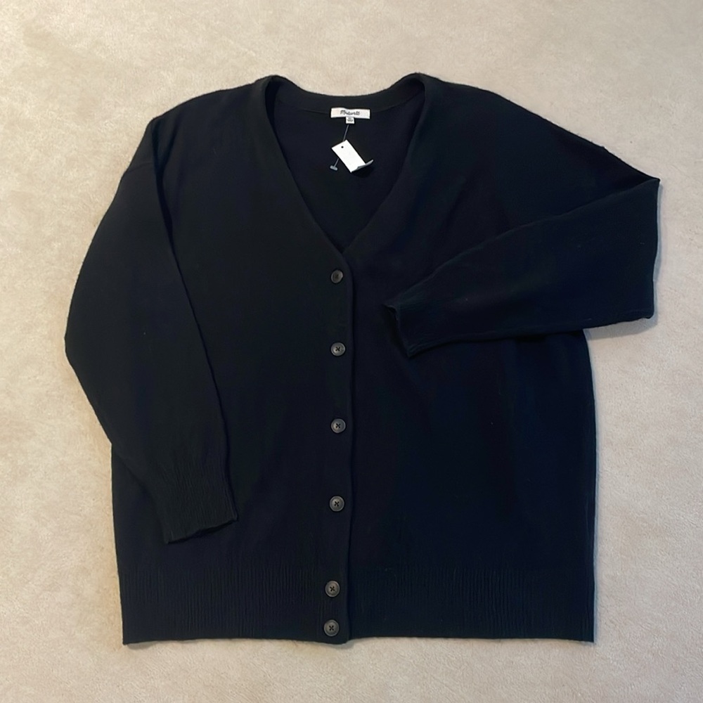 MADEWELL BLACK wool blend cardigan size XL